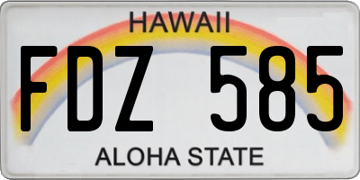 HI license plate FDZ585