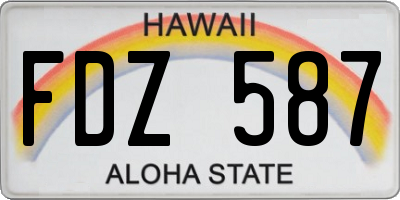 HI license plate FDZ587