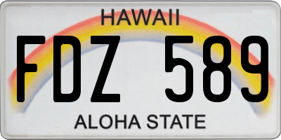 HI license plate FDZ589