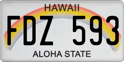 HI license plate FDZ593