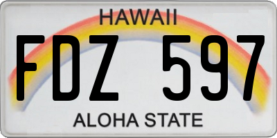 HI license plate FDZ597