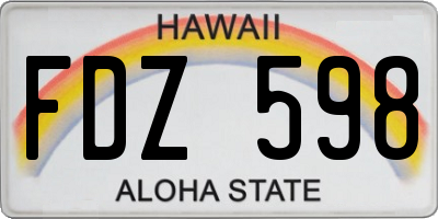 HI license plate FDZ598