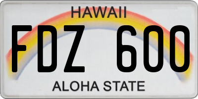 HI license plate FDZ600