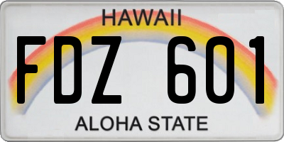 HI license plate FDZ601