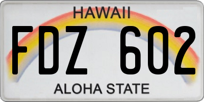 HI license plate FDZ602