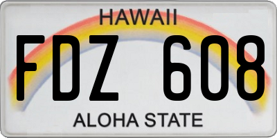 HI license plate FDZ608