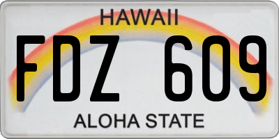 HI license plate FDZ609