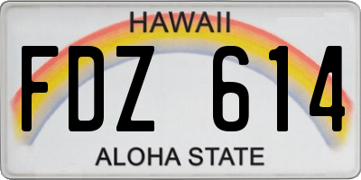 HI license plate FDZ614