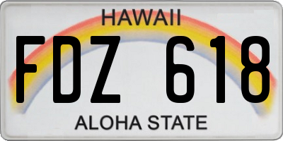 HI license plate FDZ618