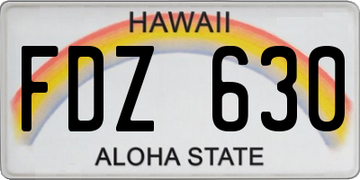 HI license plate FDZ630