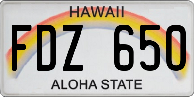 HI license plate FDZ650