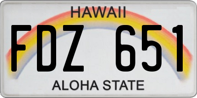 HI license plate FDZ651