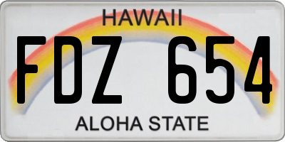 HI license plate FDZ654