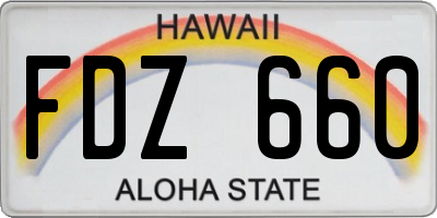 HI license plate FDZ660
