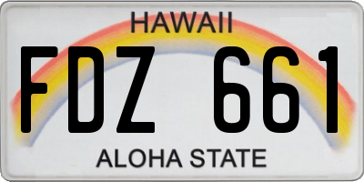 HI license plate FDZ661