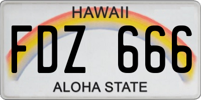 HI license plate FDZ666