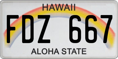 HI license plate FDZ667
