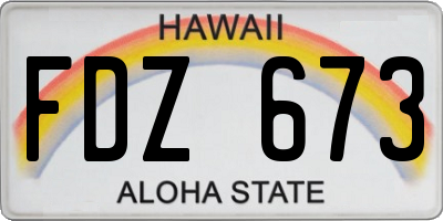 HI license plate FDZ673