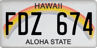 HI license plate FDZ674
