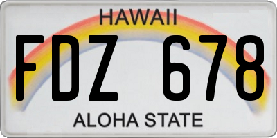 HI license plate FDZ678