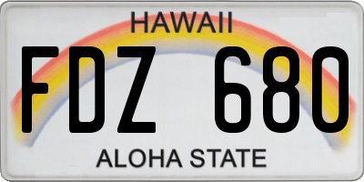 HI license plate FDZ680