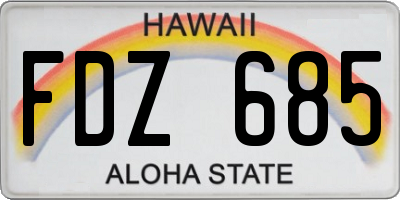 HI license plate FDZ685