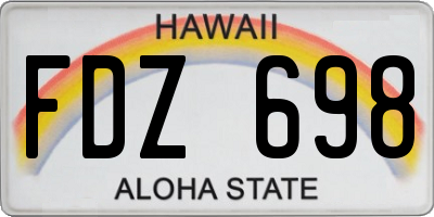 HI license plate FDZ698