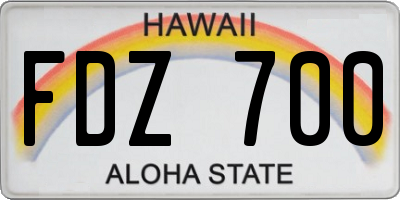 HI license plate FDZ700