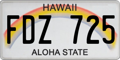 HI license plate FDZ725