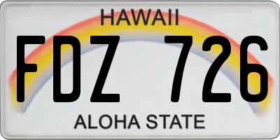 HI license plate FDZ726