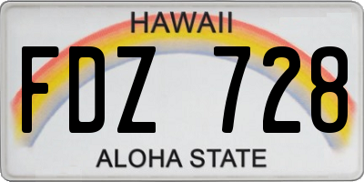 HI license plate FDZ728