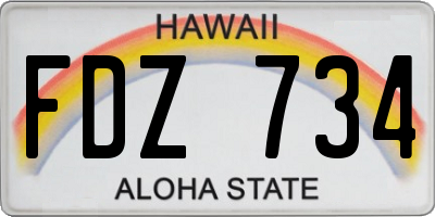 HI license plate FDZ734