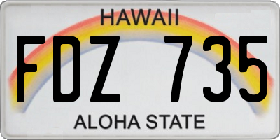 HI license plate FDZ735