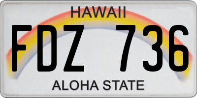 HI license plate FDZ736
