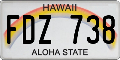 HI license plate FDZ738