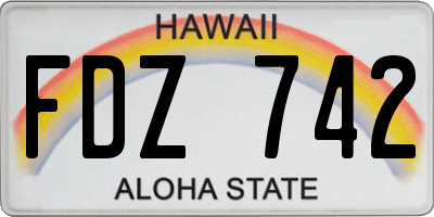 HI license plate FDZ742
