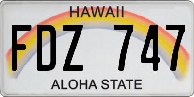 HI license plate FDZ747
