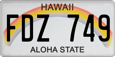 HI license plate FDZ749