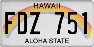 HI license plate FDZ751
