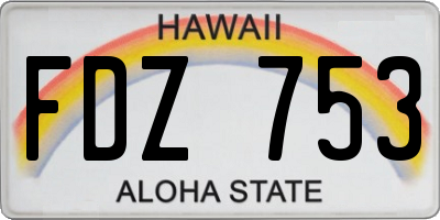 HI license plate FDZ753