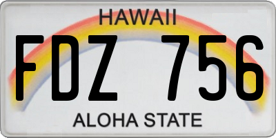 HI license plate FDZ756