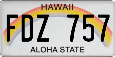 HI license plate FDZ757