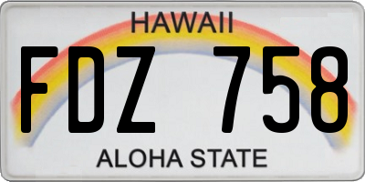 HI license plate FDZ758