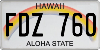 HI license plate FDZ760