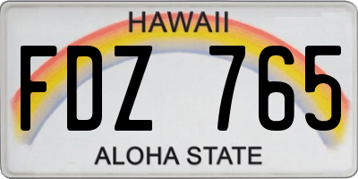 HI license plate FDZ765