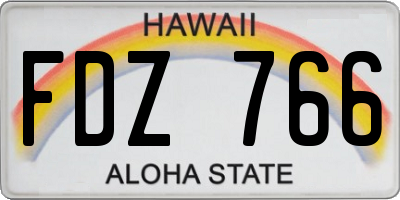 HI license plate FDZ766