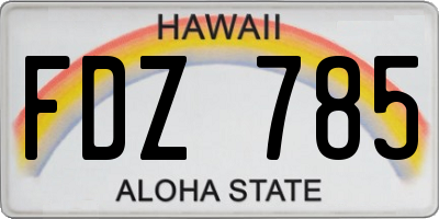 HI license plate FDZ785