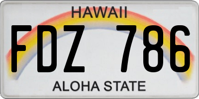 HI license plate FDZ786