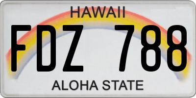 HI license plate FDZ788