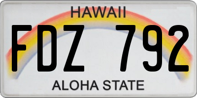 HI license plate FDZ792